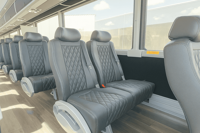 interior of Milwaukee Coach Bus Service charter bus